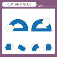 worksheet vector design, the task is to cut and glue a piece on  ruller.  Logic game for children.