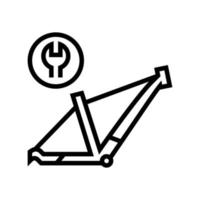 Ilustración de vector de icono de línea de reparación de cuadro de bicicleta