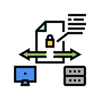 secure file upload computer server color icon vector illustration