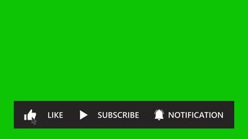 botón Me gusta de suscripción animada con icono de campana y video de pantalla verde de cursor de computadora