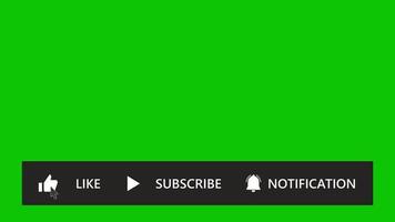 animerad prenumerera gilla-knapp med klockikon och datormarkör grön skärm video