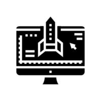 rocket modeling computer program glyph icon vector illustration