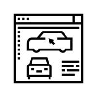 ilustración de vector de icono de línea de programa de modelado de automóviles