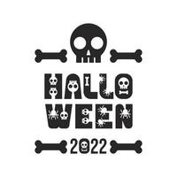 fuente de halloween alfabeto tipográfico con cráneo espeluznante e ilustración de terror. tipo de diseño para la celebración de fiestas navideñas. diseño de fuentes vectoriales. vector