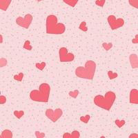 Pattern with scarlet hearts and small polka dots vector