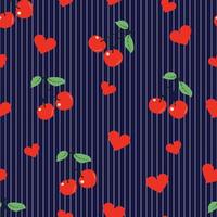 Seamless vector pattern with cherries and hearts