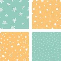 Set of patterns with stars in yellow and mint colors vector