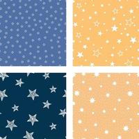 Set of patterns with stars yellow and blue background vector