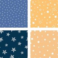 conjunto de patrones con estrellas de fondo amarillo y azul vector