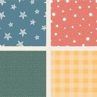 Set starry and checkered seamless pattern vector