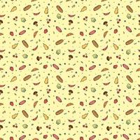 Seamless food pattern. Doodle food background vector