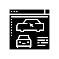 ilustración de vector de icono de glifo de programa de modelado de automóviles