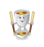 noodle bowl vactor mascot vector