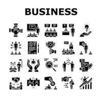 conjunto de iconos de colección de situaciones de negocios vector negro