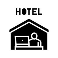 trabajo remoto en hotel glifo icono vector ilustración