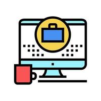 remote work computer screen color icon vector illustration