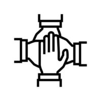 teamwork handshake line icon vector black illustration