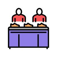 shoe conveyor control workers color icon vector illustration