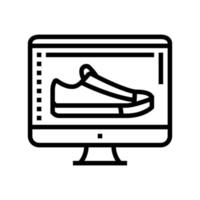 shoe design computer screen line icon vector illustration