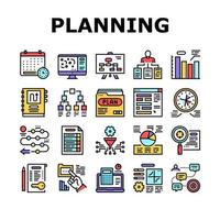 Planning Work Process Collection Icons Set Vector