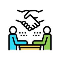 interview handshake color icon vector color illustration