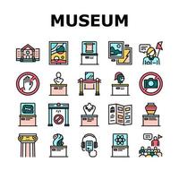 Museum Gallery Exhibit Collection Icons Set Vector