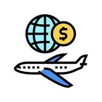 airplane international transportation color icon vector illustration