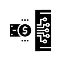 electonic money glyph icon vector black illustration