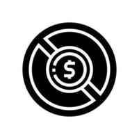 money crossed out coin glyph icon vector illustration