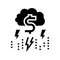 money thunder and lightning glyph icon vector illustration