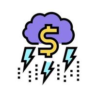 money thunder and lightning color icon vector illustration