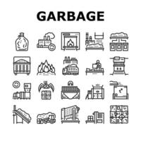 Factory Garbage Waste Collection Icons Set Vector