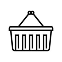 supermarket basket line icon vector black illustration