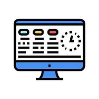 tasks on computer screen color icon vector illustration