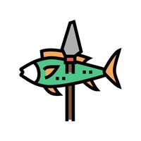 fish on spear color icon vector illustration