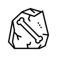 hueso en piedra línea icono vector ilustración