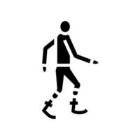 human with legs prosthesis glyph icon vector illustration