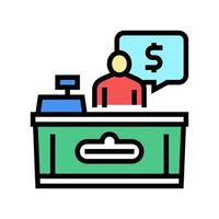 supermarket cashier color icon vector flat illustration