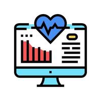 computadora corazón cardio color icono vector ilustración