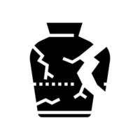 Ilustración de vector de icono de glifo de jarrón dañado