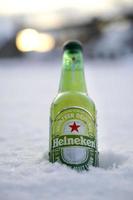 Marinette,WI-Nov29,2021- Heineken Beer, Close on Ice Since 1975, most Heineken beer has been produced at the brewery in Zoeterwoude, Netherlands. photo