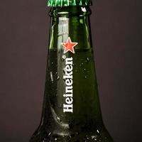 Marinette,WI-Nov29,2021- Heineken Beer, Close on Ice Since 1975, most Heineken beer has been produced at the brewery in Zoeterwoude, Netherlands. photo