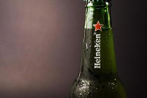 Marinette,WI-Nov29,2021- Heineken Beer, Close on Ice Since 1975, most Heineken beer has been produced at the brewery in Zoeterwoude, Netherlands. photo