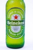 Marinette,WI-Nov29,2021- Heineken Beer, Close on Ice Since 1975, most Heineken beer has been produced at the brewery in Zoeterwoude, Netherlands. photo