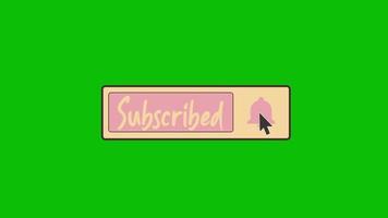 lindo y estético botón de suscripción con ícono de campana animado y video de pantalla verde con cursor de mano