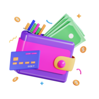 3d business wallet finance illustration png