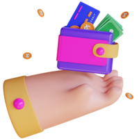 3d business wallet finance illustration png