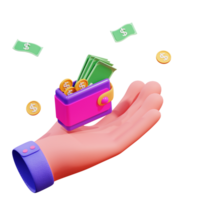 Ilustración de finanzas de gesto de mano 3d png