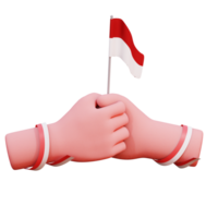 dia da independência do gesto de mão 3d da indonésia png