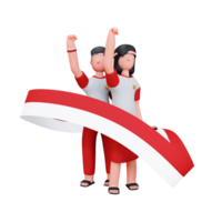 dia da independência do personagem 3d da indonésia png